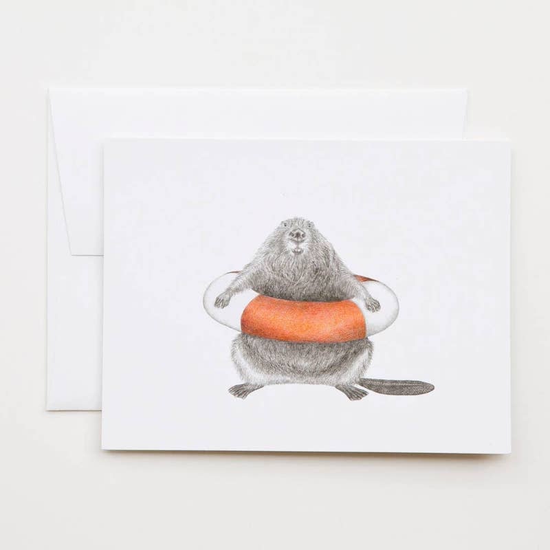 Beaver with Swim Ring Card