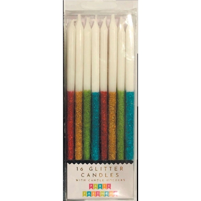 Rainbow Glitter Dip Candles