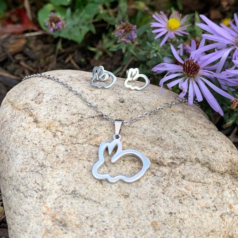 Rabbit Necklace & Earring Set