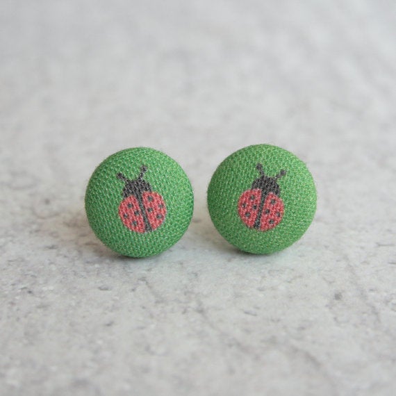 Ladybug Fabric Earrings