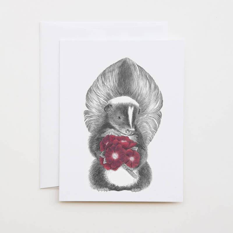 Skunk with Flowers Note Card