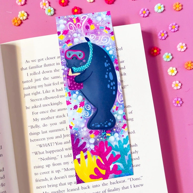 Bookmark: Reading Manatee