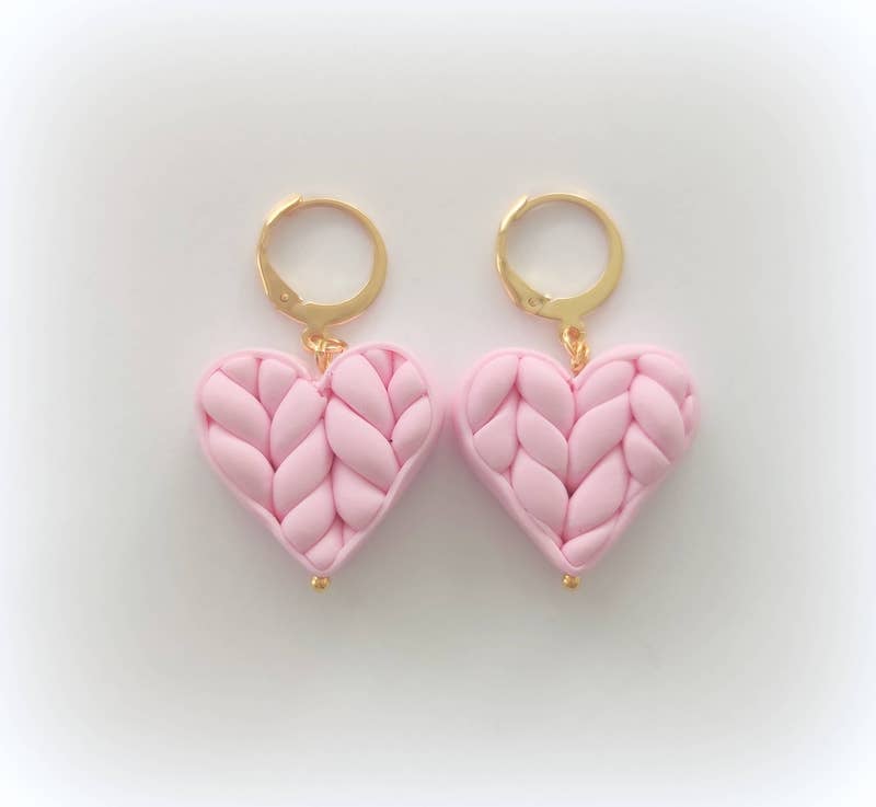 Knitted Heart Earrings