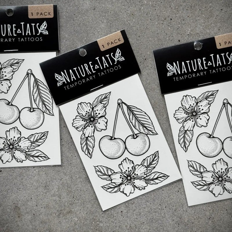 Cherry Flower Temporary Tattoo