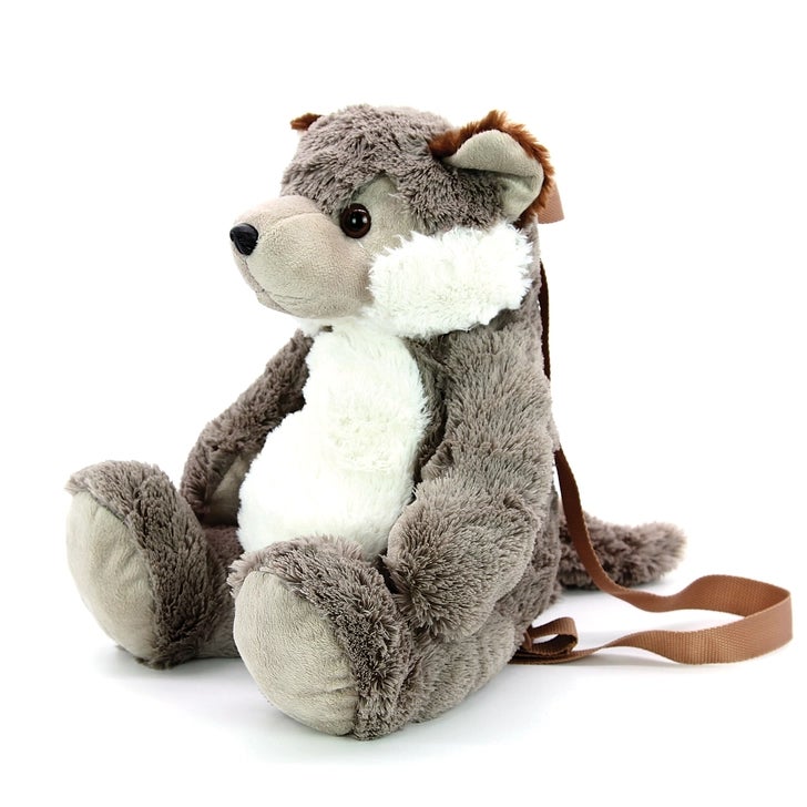 Furry Grey Wolf Backpack