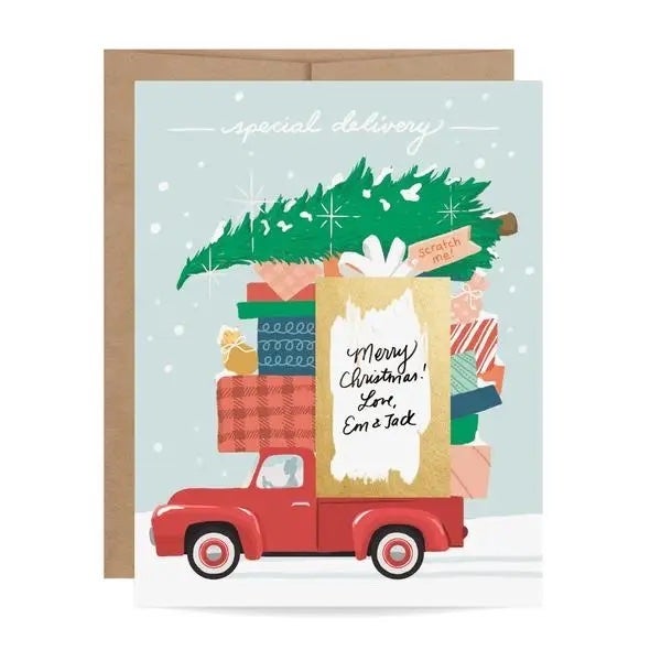 Red Truck Scratch-off Christmas Card