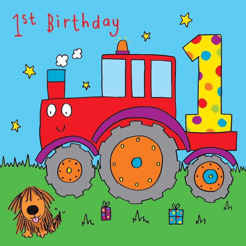 Tractor First Birthday Card