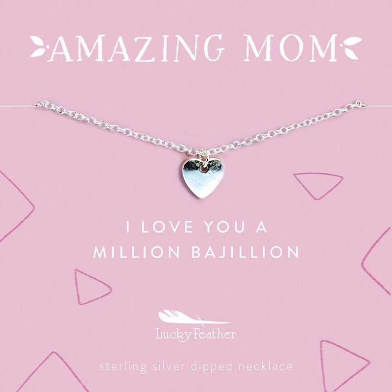 Mom Necklace- Silver Heart