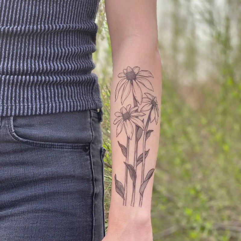 Cone Flower Temporary Tattoo