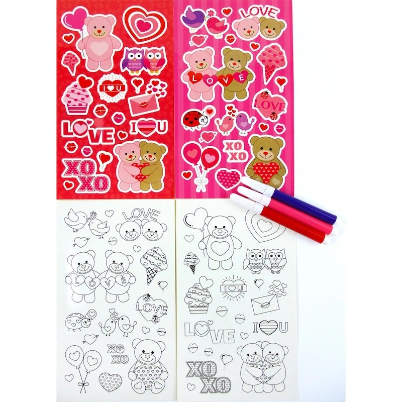 Valentines Color-in Sticker Set
