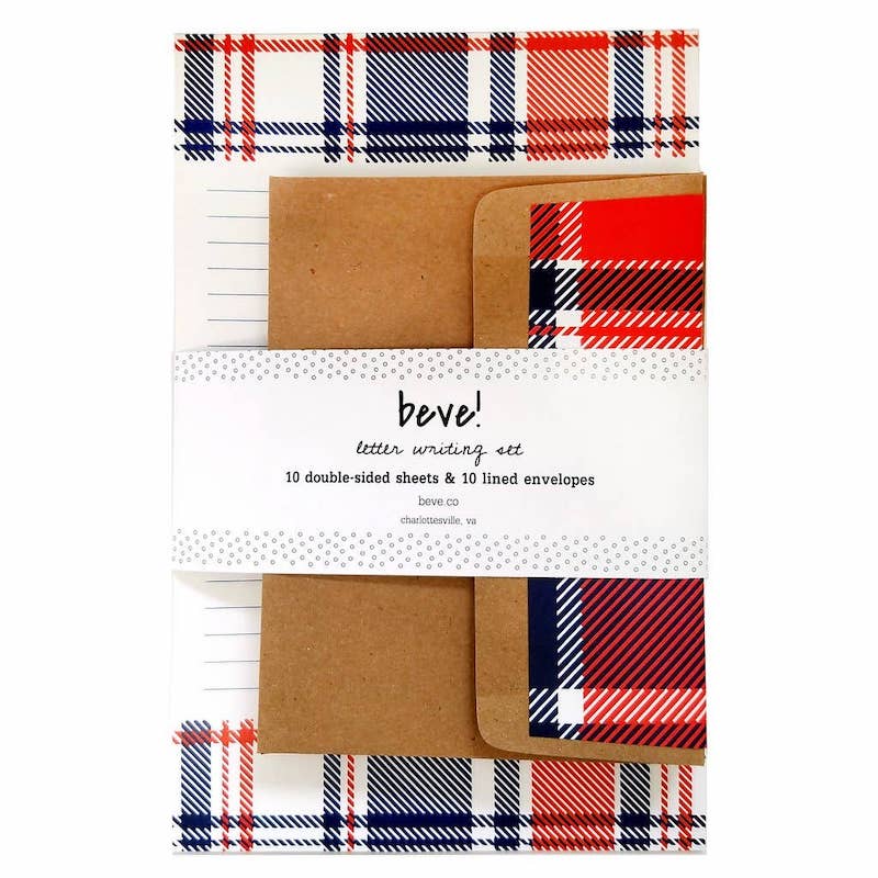 Letter Writing Set Plaid