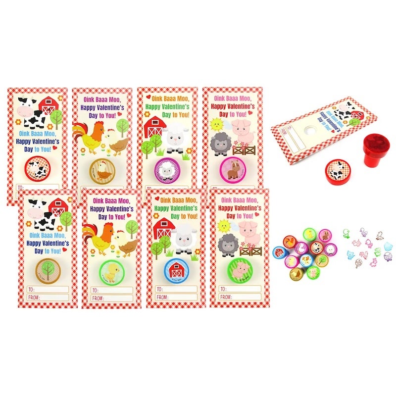 Barnyard Animal Stamp Valentines Card