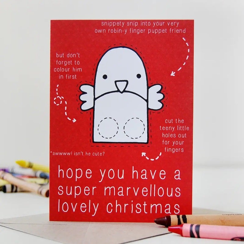 Robin Finger Puppet Christmas Card