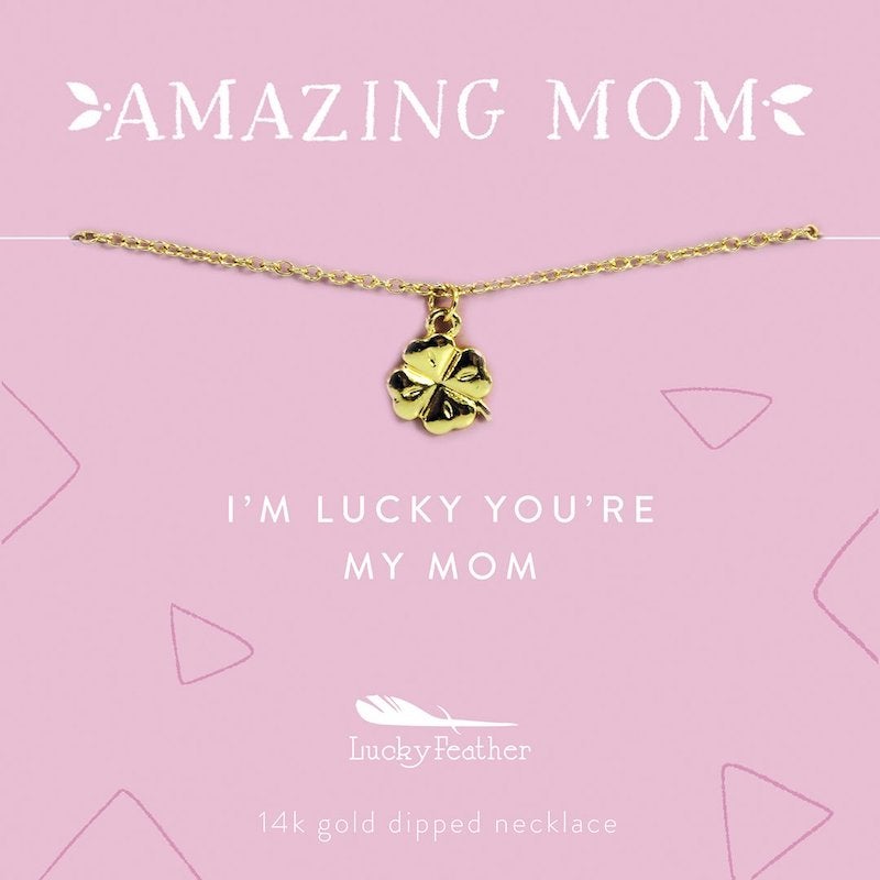 Mom Necklace- Gold Clover