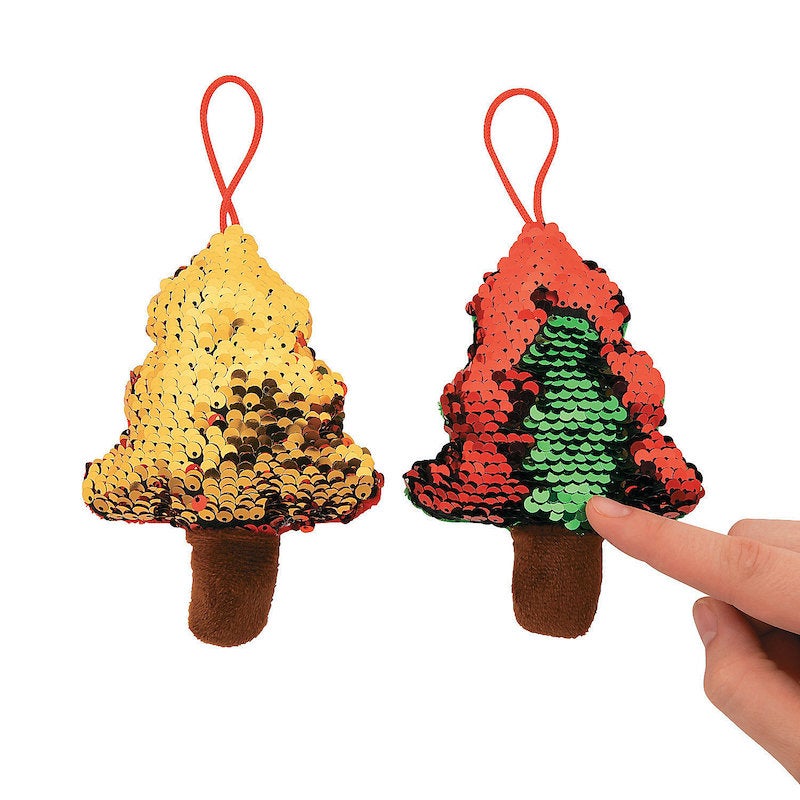 Reversible Sequin Plush Christmas Tree Ornament