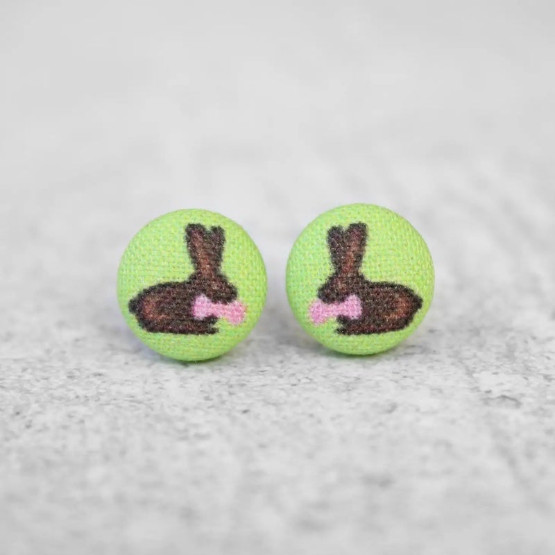 Chocolate Easter Bunny Fabric Earrings