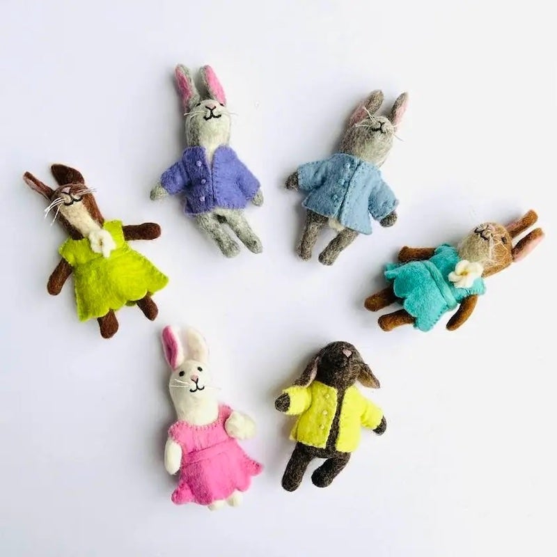 Felt Bunny with Clothes Finger Puppet