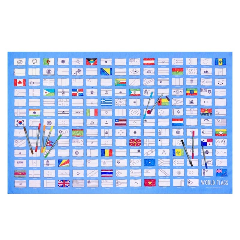 Flags of the World Color-in Tablecloth