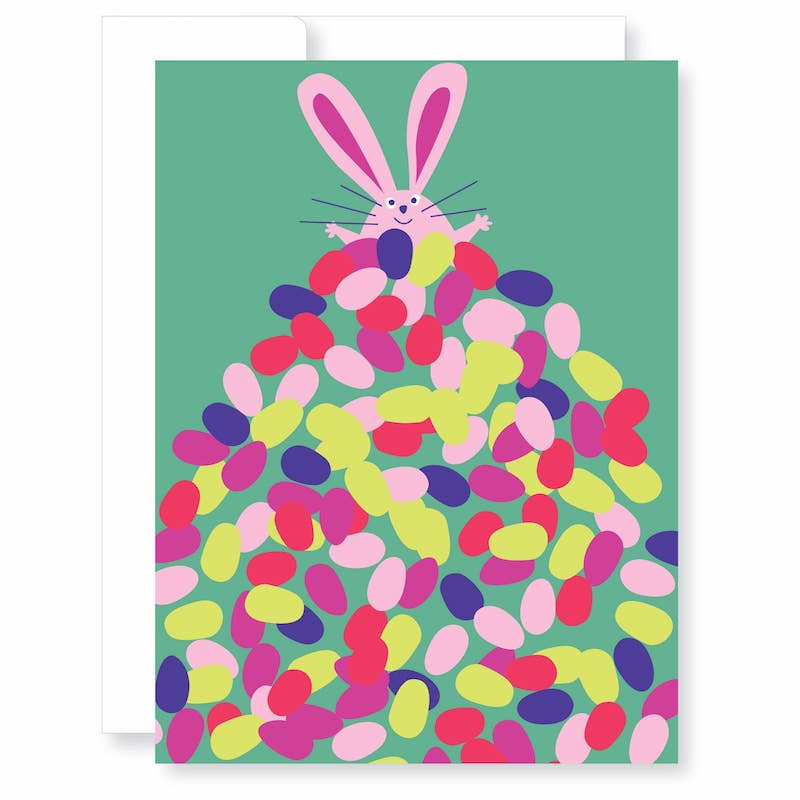 Bunny on Jelly Beans Easter Card