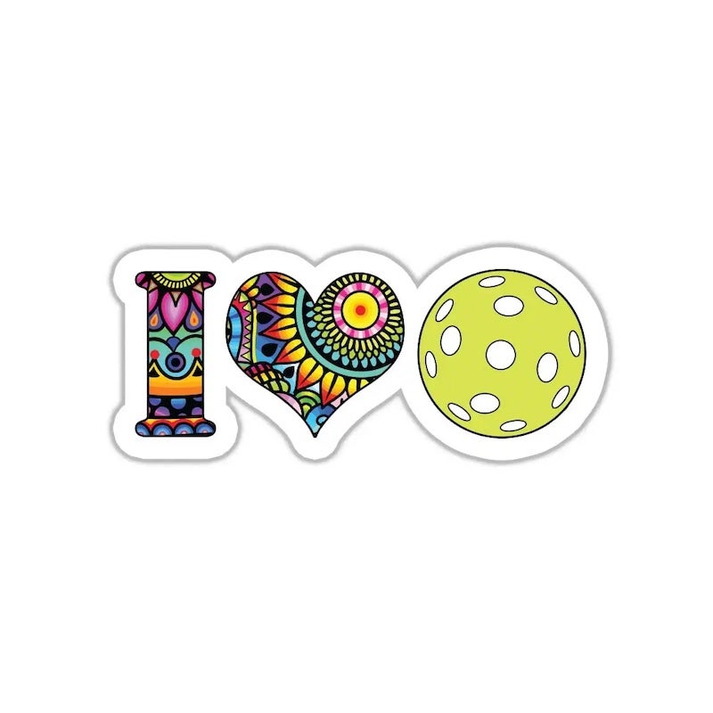 I Heart Pickleball Vinyl Sticker