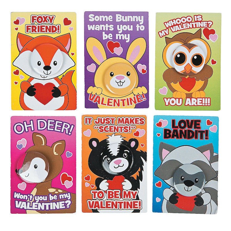 Animal & Mini Button Valentines Card