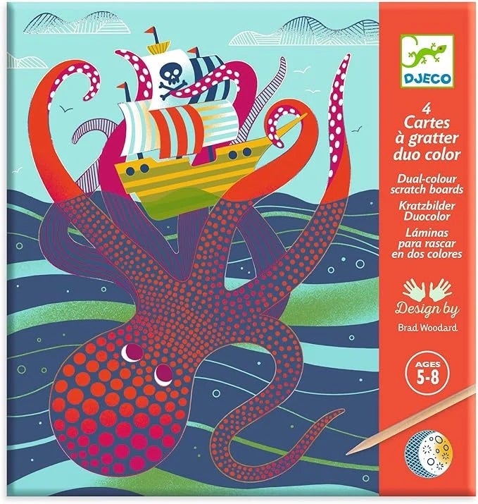 Dual Color Scratch Boards Octopus